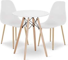 Jedálenský stôl TODI biely / hnedý s dvomi stoličkami WAT biele / hnedé