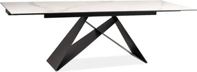 Jedálenský rozkladací stôl Westin 180/260 cm keramika čierny/biely mramor