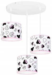 Detské závesné svietidlo Minnie, 3x textilné tienidlo so vzorom, o