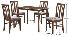 Jedálenský set Republica (orech + béžová) (pre 4 osoby). Vlastná spoľahlivá doprava až k Vám domov. 1116489