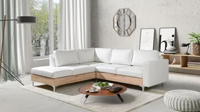 Rohová pohovka Hermes Wood, Farby: Kariba 17, Farby nožičiek: dub artisan, Strana: pravá
