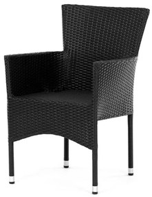 Autronic Záhradná stolička, kov, polyratan, čierna, AZC-S2117 BK