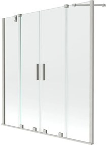 Mexen Velar Duo, posuvná 2-krídlová vaňová zástena 140x150 cm, 8mm číre sklo, brúsený nikel, 896-140-000-02-97