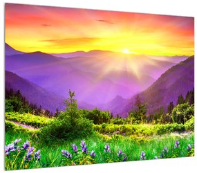 Obraz horskej krajiny s východom slnka (70x50 cm)