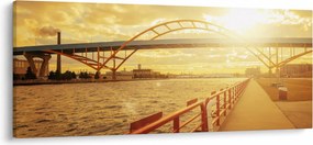 Obraz mosta pri západe slnka (120x50 cm)