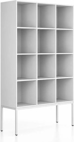 Regál FRAME, s bielou podnožou, 1299 x 450 x 2185 mm, biela
