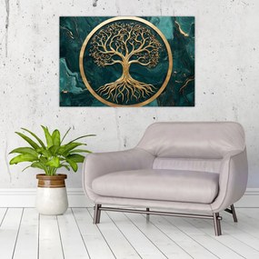 Obraz – Zlatý strom života v mramore (90x60 cm)
