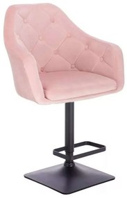 LuxuryForm DESIGN Barová stolička ANDORA VELUR na čierne podstave - svetlo ružová