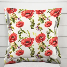 Biante Dekoračná obliečka na vankúš s lemom PML-101 Vlčie maky na bielom 60 x 60 cm