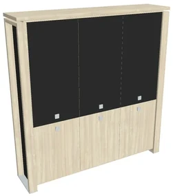 Vysoká skriňa Verno+ S 200 x 46 x 210 cm, kombinované dvere, agát / čierna