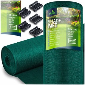 Tieniaca sieť 1,5x25m 140g/m2 + 50 svoriek PLONOS 454211 - zelená