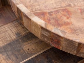 furniture-nabytek.cz - Sada 2 masívnych konferenčných stolíkov Corby z recyklovaného tvrdého dreva, hnedá, okrúhla