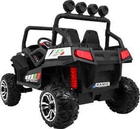 Ramiz Terénna bugina Strong pre deti biela + pohon 4x4 + diaľkové ovládanie + nosič batožiny + rádio MP3 + LED
