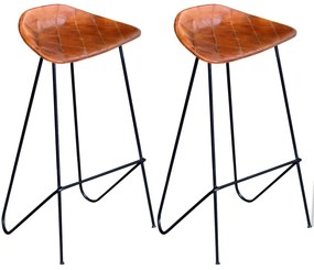 Barové stoličky 2 ks, čierno hnedé, pravá koža