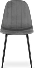 Set štyroch jedálenských stoličiek PADVA zamatové tmavosivé / čierne nohy (4 ks)