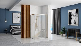 Rea Solar Gold Elegant, sprchový kút s posuvnými dverami 100 (dvere) x 80 (stena) x 195 cm, 6 mm číre sklo, zlatý profil, REA-K4901