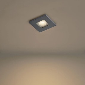 Sada 6 moderných zapustených bodových svetiel Gunmetal Square IP44 - Qure