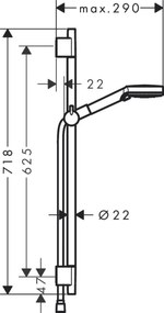 Hansgrohe Vernis Blend, sprchová súprava Vario so sprchovou tyčou 65 cm, matná čierna, HAN-26422670