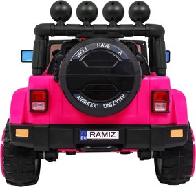 Ramiz Terénne auto Full Time 4WD pre deti Ružové + pohon 4x4 + diaľkové ovládanie + LED audio + úložný priestor