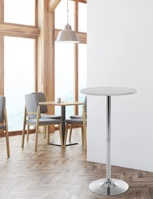 Barový stôl okrúhly DS25199, rám biely / chróm - v108 x Ø60 cm