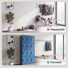 Sociálna BHP skrinka s priehradkami antracitovo modrá, 900x1850x400 mm: MARCIN