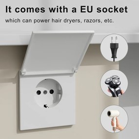 Erga Hana, zrkadlová galérka s LED osvetlením 60x70cm s integrovanou zásuvkou, biela, ERG-V05-HANA-6070-WH