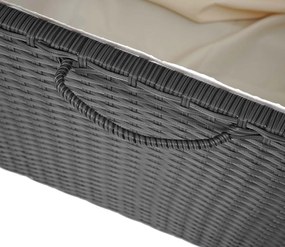 Polyratanový záhradný úložný box HWC-D88 - prémiová čierna, 63x135x52cm 320l