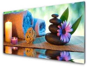 Obraz plexi Sviečky kamene kvet 125x50 cm