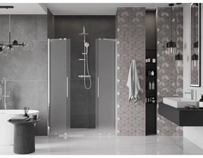 Mexen Velar Duo, posuvné sprchové dvere do otvoru 160 cm, 8mm sklo námraza, chrómová, 871-160-000-32-01