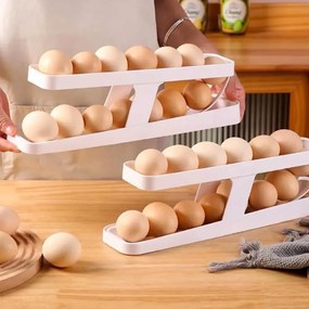 Skladací organizér na vajcia do chladničky - 2 rady - Béžová