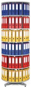 Otočný regál na zakladače, 6 poschodí, breza