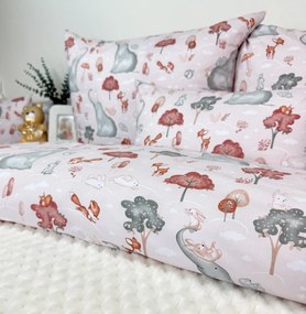 Obliečky Zvieratkový svet 140x200 / 70x90 cm – 100% bavlna, pastelový detský motív so zvieratkami, zips