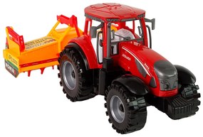 Lean Toys Červený traktor s oranžovým kultivátorom