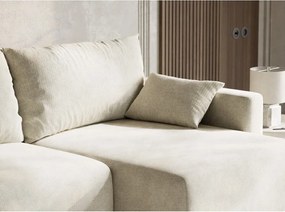 Krémovobiela ženilková rozkladacia/s úložným priestorom rohová pohovka (pravý roh/s leňoškou) Leon – Maison de Rêve