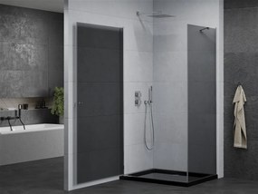 Mexen Pretoria, sprchovací kút 90 (dvere) x 80 (stena) cm, 6mm šedé sklo, chrómový profil + čierna sprchová vanička, 852-090-080-01-40-4070