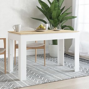 Jedálenský stôl, biely a dub sonoma 120x60x76 cm, drevotrieska 800761