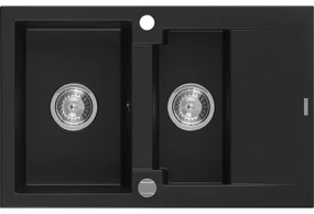Mexen Gaspar - drez granitový 73,7x47,5cm, 1,5-komorový, čierna, 6507731505-77