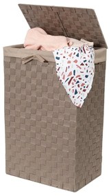 Hnedý viskózny kôš na bielizeň s vekom Compactor Laundry Basket Linen, výška 60 cm