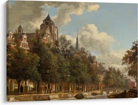 Obraz - Jan van der Heyden, View Down a Dutch Canal, reprodukcia (70x50 cm)