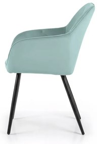 Sada dvoch jedálenských stoličiek DIAMANT zamatové, tyrkysové / čierne nohy (2 ks)