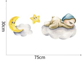 Samolepka na stenu "Macík na obláčiku" 75x30cm