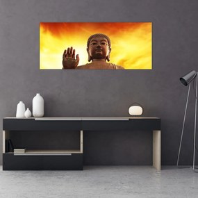 Obraz - Budha s červenožltým pozadím (120x50 cm)