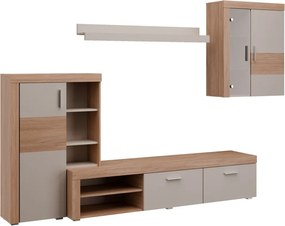 Obývacia stena Pico, dub jantárový/béžová kašmír, s osvetlením