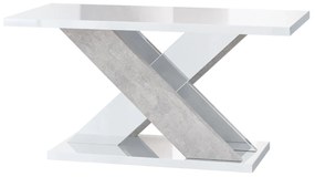 Konferenčný stolík Xalin (lesk biely + kameň). Akcia -20%. Vlastná spoľahlivá doprava až k Vám domov. 1055279