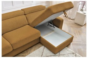 Menčestrová rozkladacia rohová pohovka v horčicovej farbe (variabilná) Monaco – Bobochic Paris