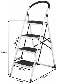 4Home Skladacie oceľové schodíky Steps, 4 stupne, 4 stupne