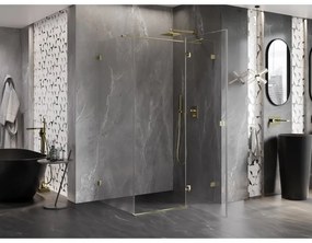 Mexen Lunar T, výklopný sprchový kút pravý 115 x 100 cm, 8mm číre sklo, zlatý profil, 834T-115-100-50-00-P