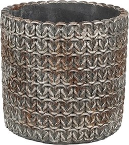 Šedý cementový obal na kvetináč s drôtenými okami S - Ø 11x12 cm