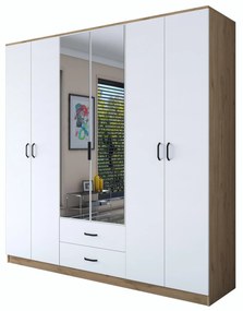 Šatníková skriňa Bafaretta 30 (so zrkadlom) (orech + biela). Akcia -18%. Vlastná spoľahlivá doprava až k Vám domov. 1107054