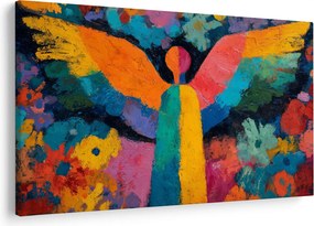 Obraz - Abstraktný anjel s kvetmi (90x60 cm)